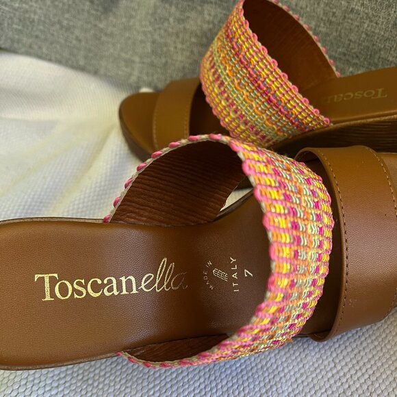 Toscanella Size 7 Slip on Sandal Wedges 3.5" Heel Made in Italy - Picture 10 of 10